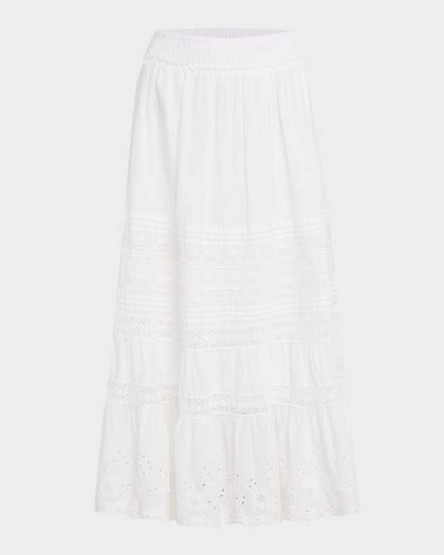 Lace-Trim Cotton Voile Skirt